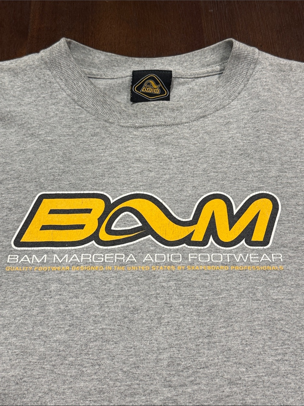 Adio Footwear BAM Logo Crewneck Short-Sleeve T-Shirt - Gray Large - Picture 2 of 5